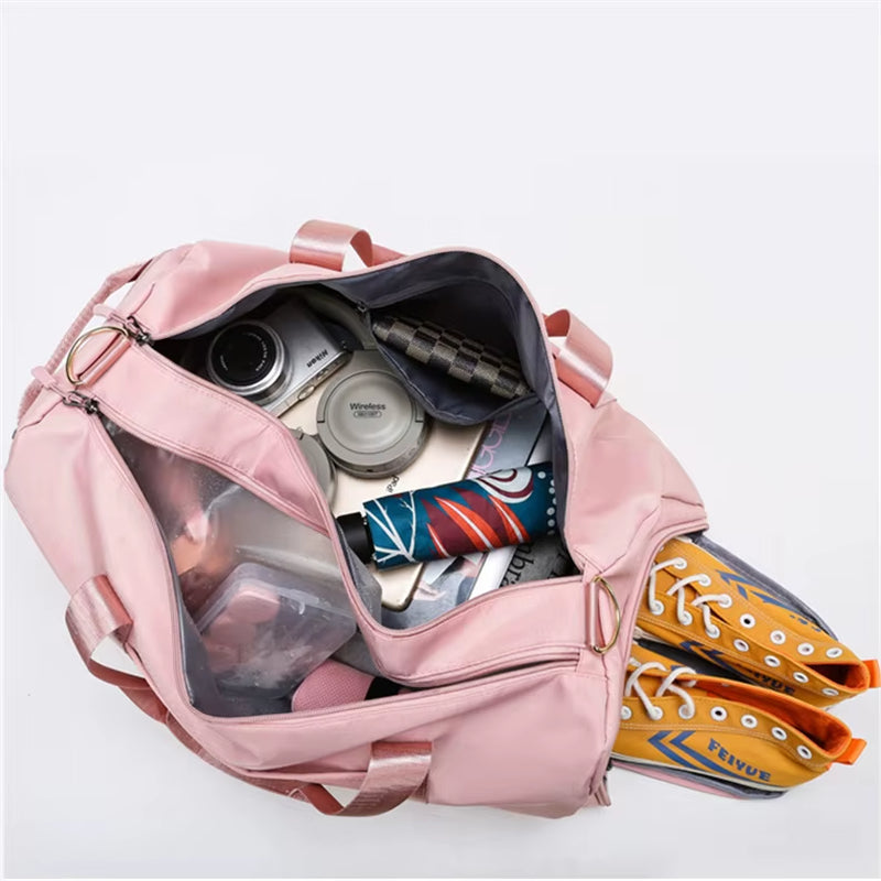 Fashionable Nylon Foldable & Expandable Dry Wet Waterproof Duffel Gym Bag for Yoga Weekend Travel & Shoulder Luggage