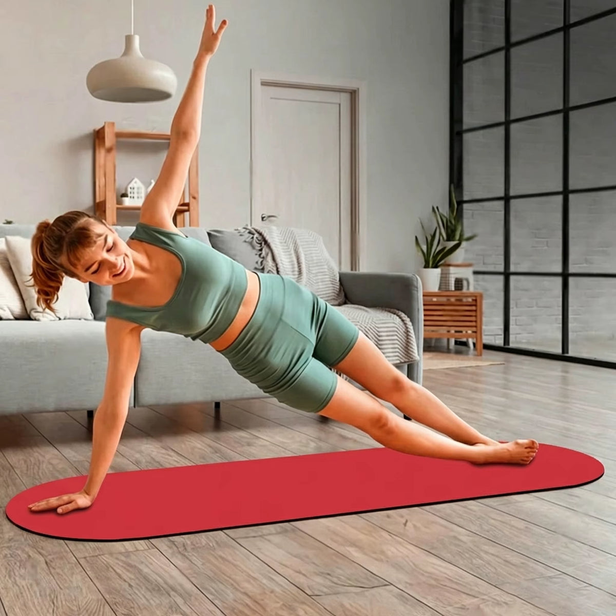 Oval PU 5Mm Thick Yoga Mat Non-Slip Sweat-Wicking Wear-Resistant Silent Premium Luxury Eco-Friendly
