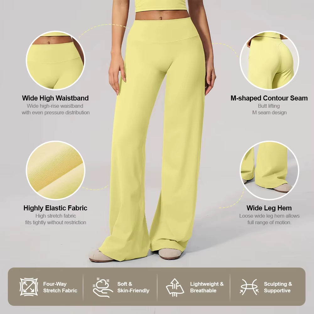 Custom Soft Naked Feeling Flare Yoga Pants High Waisted Gym Leggings Loose Wide Leg Tights Lounge Sweatpants