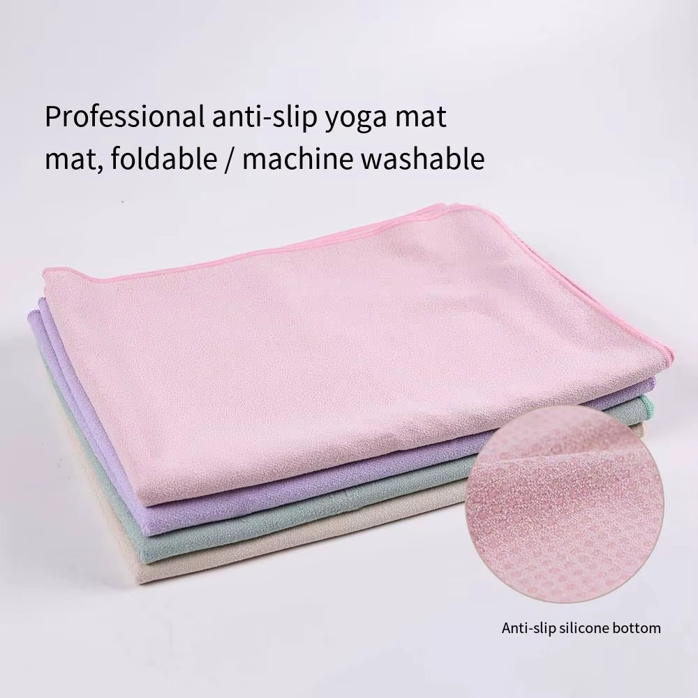 Non-Slip Yoga Towel Anti-Skid Particles Absorbent Quick-Dry Gym Mat Hot Yoga Pilates Floor Exercise Machine Washable 80%