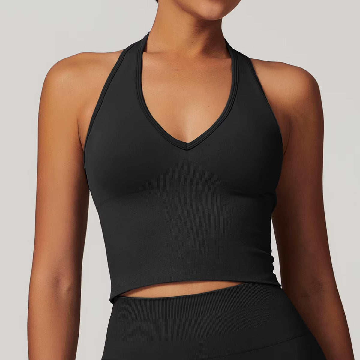 Enyami Women'S Halter Sports Bra Pleated Longline Padded Yoga Crop Bras Workout Crop Tank Tops with Removable Padded