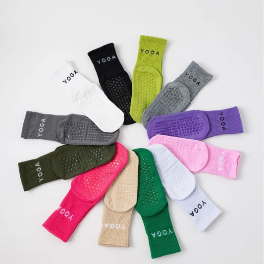 Women Non-Slip Professional Athletic Socks for Yoga Pilates High Elastic Band Mid-Calf Slouchy Sport Socks