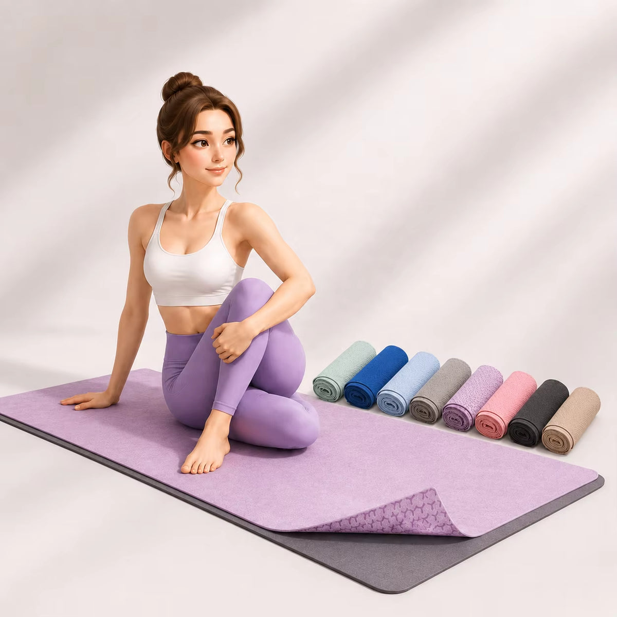 1Mm Hot Yoga Pilates Sweat Absorbent Non Slip Silicone Bottom Suede Screen Printing Premium Custom Exercise Blanket Yoga Towel