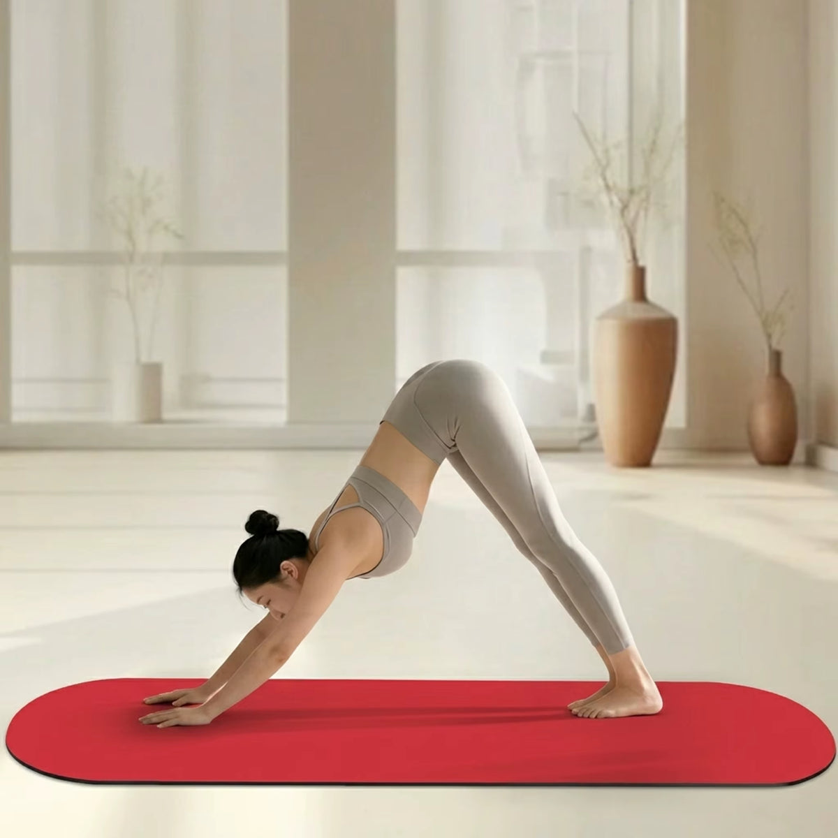 Oval PU 5Mm Thick Yoga Mat Non-Slip Sweat-Wicking Wear-Resistant Silent Premium Luxury Eco-Friendly